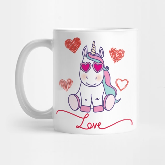 'Unicorn Love Hearts' Sweet Valentines Lovers Gift by ourwackyhome